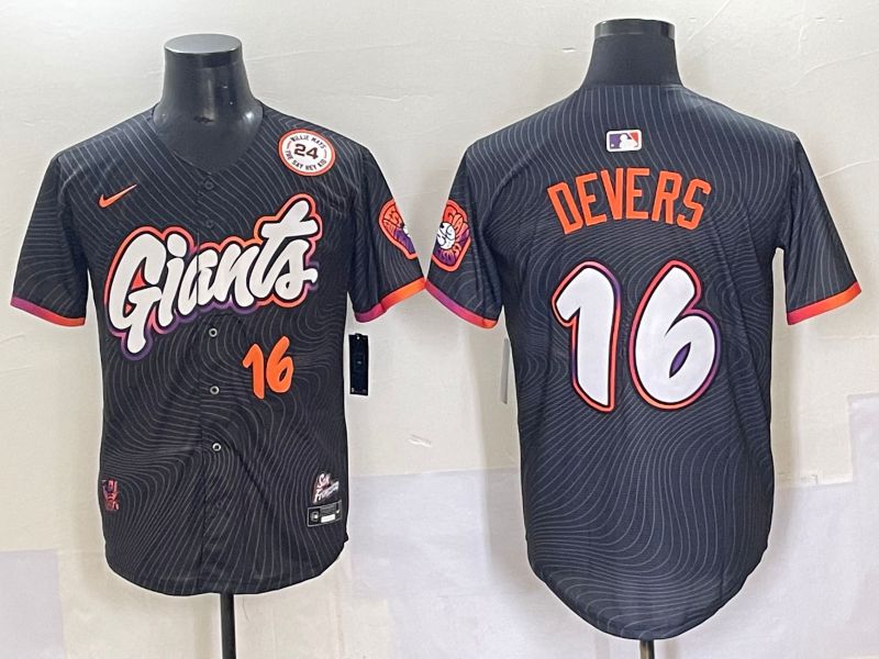 Men 2025 San Francisco Giants #16 Devers Black Joint Name Nike MLB Jersey style 6->san francisco giants->MLB Jersey